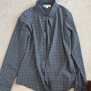 Mizzen+Main Blue and Green Checkered Shirt
